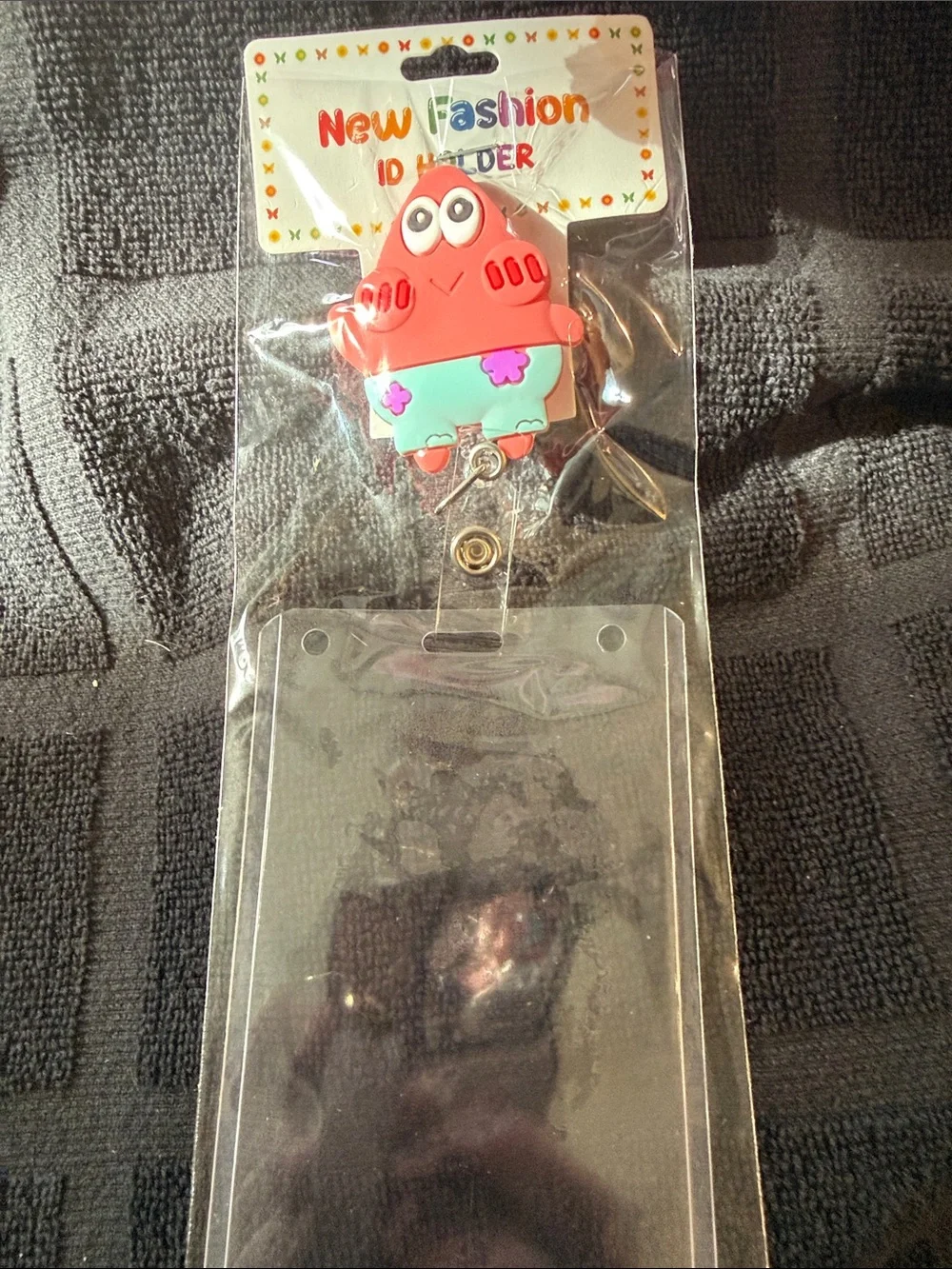 Cute Pink Cartoon ID Badge Reel with Clear Holder